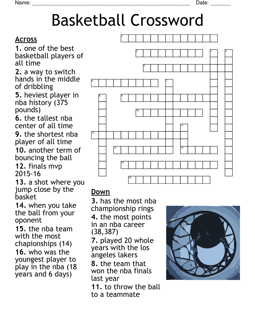 Basketball Crossword WordMint Basketball Crossword WordMint