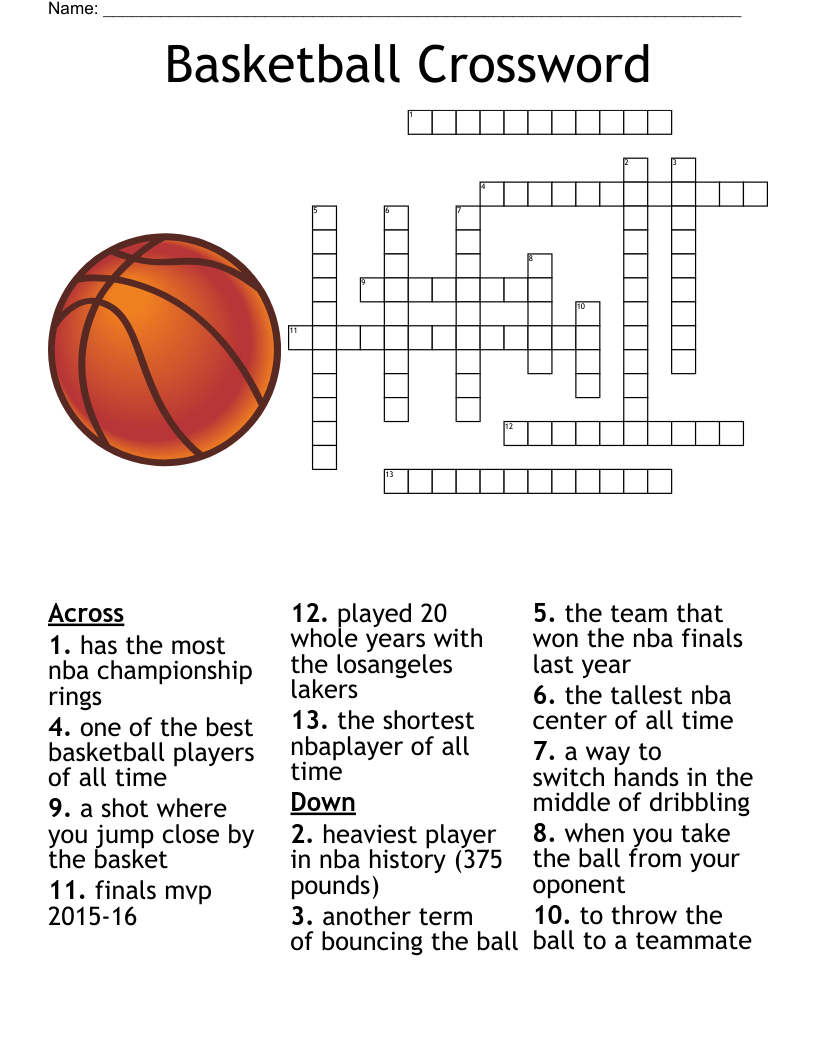 Basketball Crossword WordMint Basketball Crossword WordMint