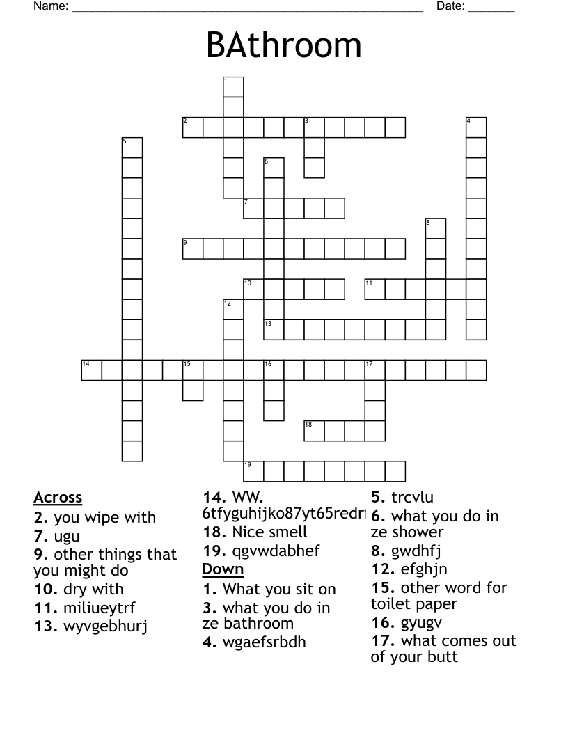 BAthroom Crossword WordMint BAthroom Crossword WordMint