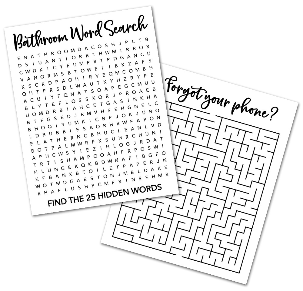 Bathroom Word Search And Maze Puzzles Free Printables Bathroom Word Search And Maze Puzzles Free Printables