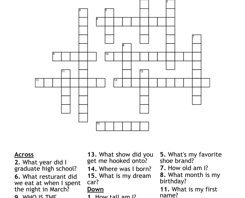 BEST CROSSWORD PUZZLE YOU LL EVER DO IT S ABOUT MYSELF GOOD LUCK p WordMint