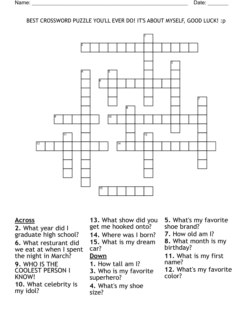 BEST CROSSWORD PUZZLE YOU LL EVER DO IT S ABOUT MYSELF GOOD LUCK p WordMint BEST CROSSWORD PUZZLE YOU LL EVER DO IT S ABOUT MYSELF GOOD LUCK p WordMint