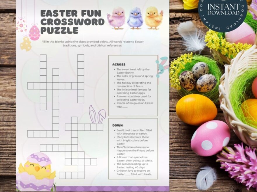Best Easter Crossword Puzzle Printable Instant Download