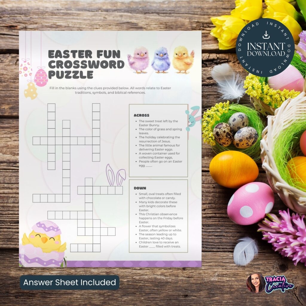 Best Easter Crossword Puzzle Printable Instant Download