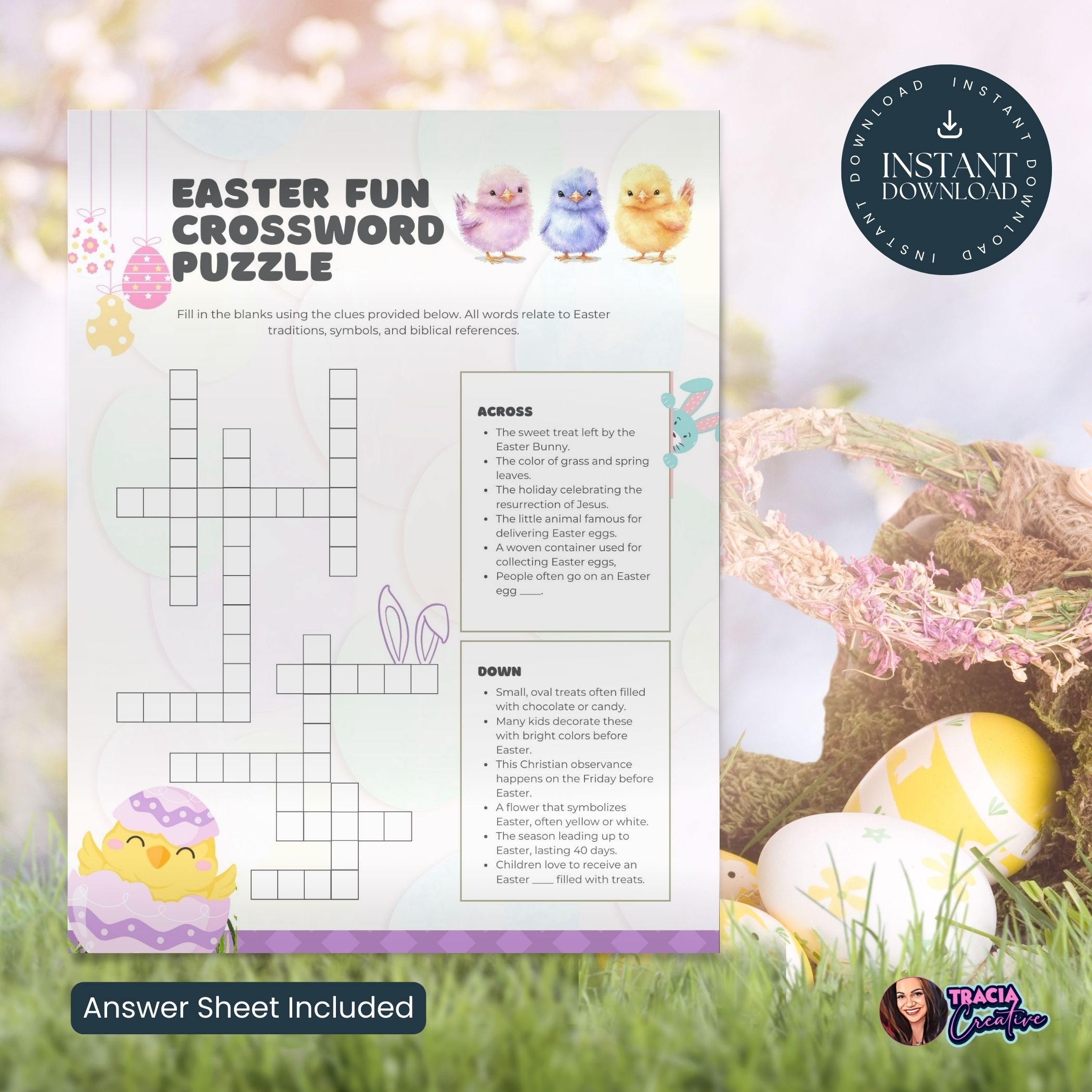 Best Easter Crossword Puzzle Printable Instant Download
