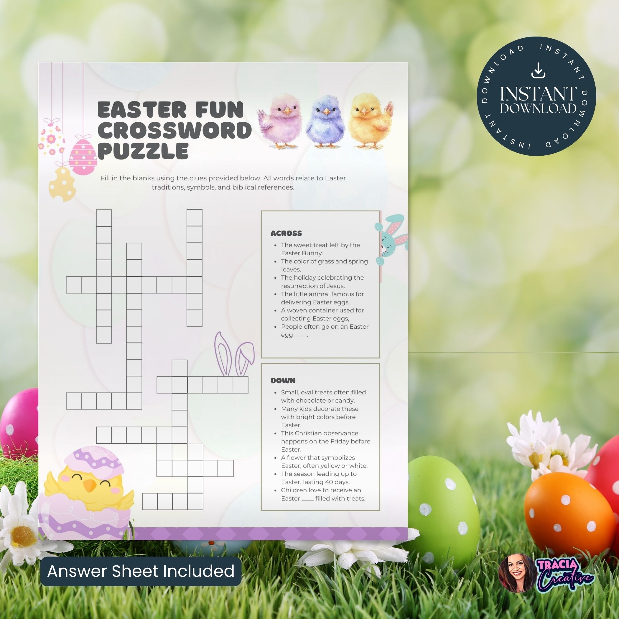 Best Easter Crossword Puzzle Printable Instant Download Best Easter Crossword Puzzle Printable Instant Download