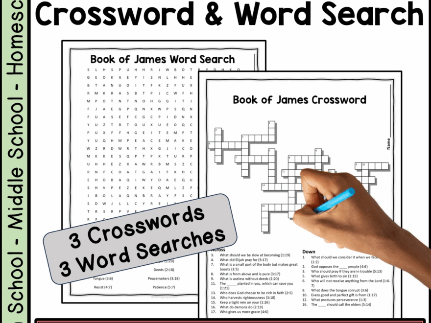 Bible Book Of James Crossword Word Search Puzzle Activities Made By Teachers