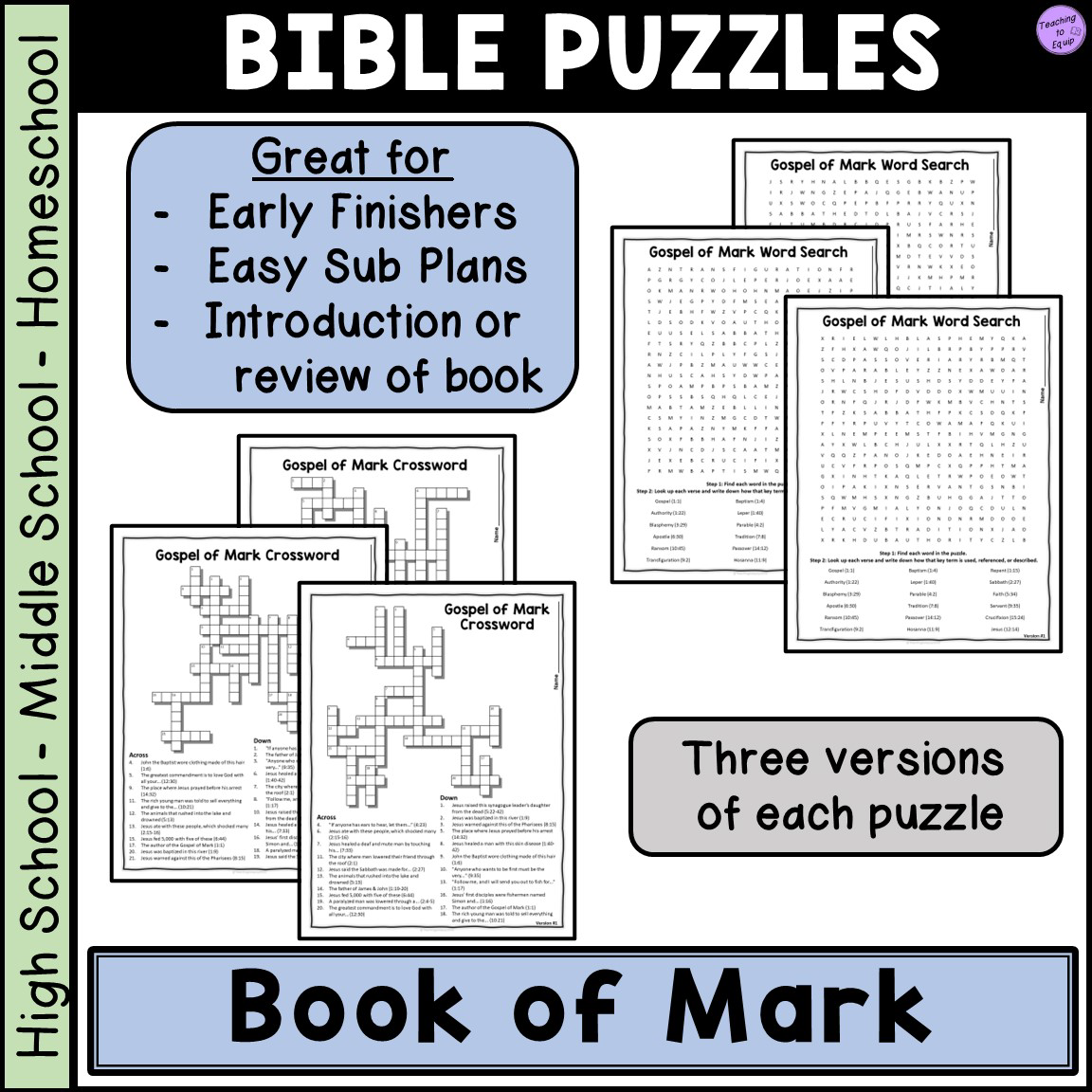 Bible Book Of Mark Crossword Word Search Puzzle Activities Made By Teachers Bible Book Of Mark Crossword Word Search Puzzle Activities Made By Teachers