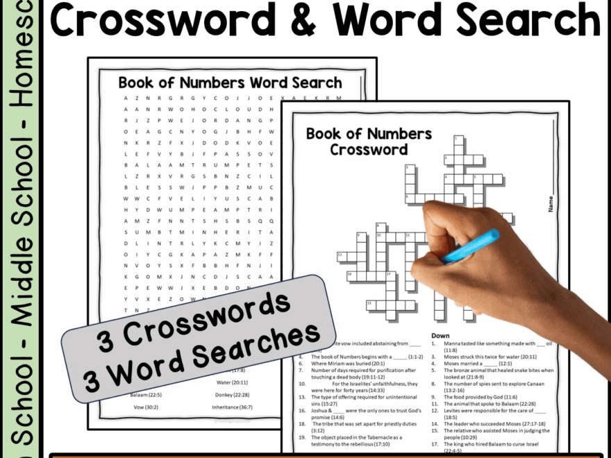 Bible Book Of Numbers Crossword Word Search Puzzle Activities Made By Teachers