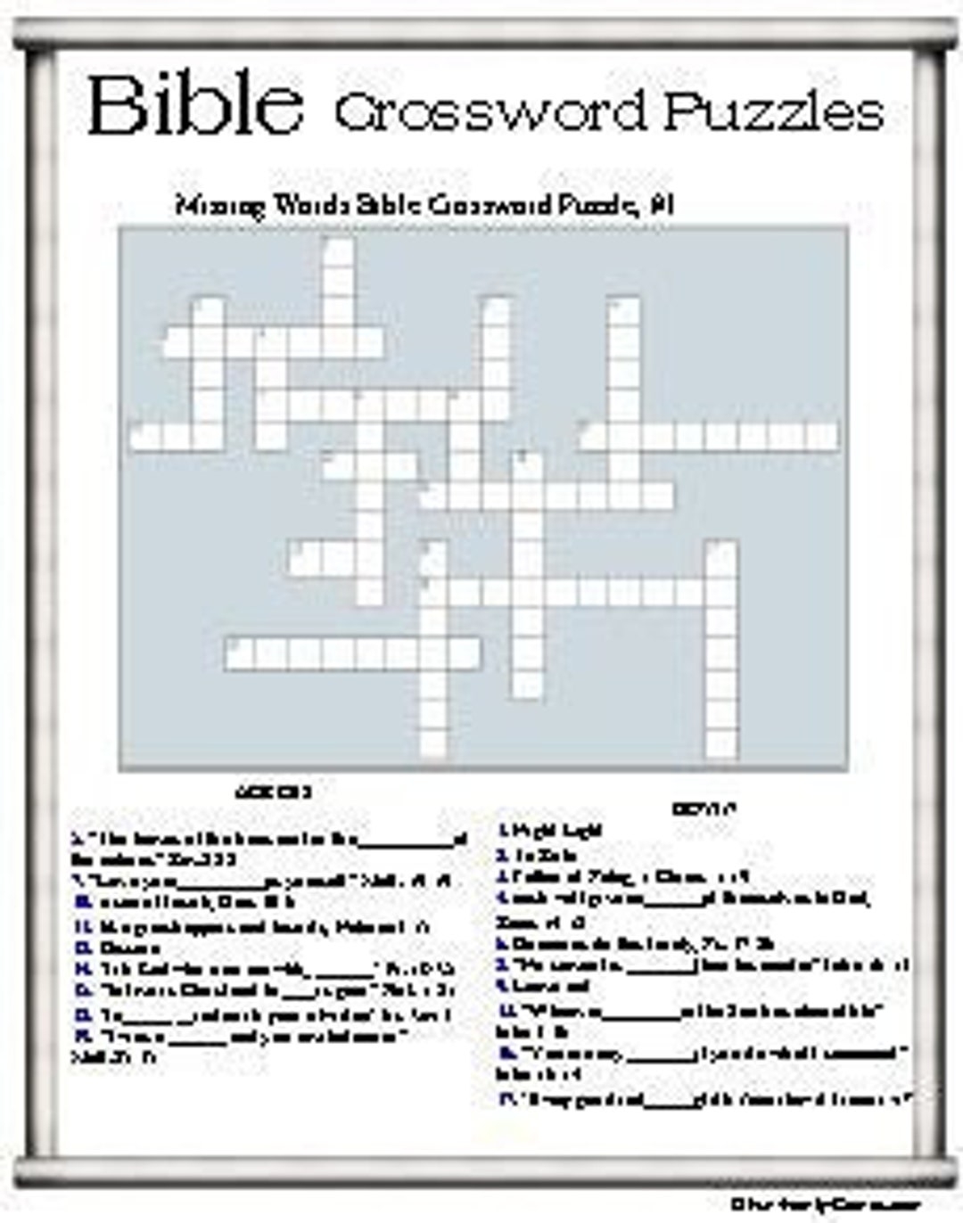 Bible Crossword Generator Printable