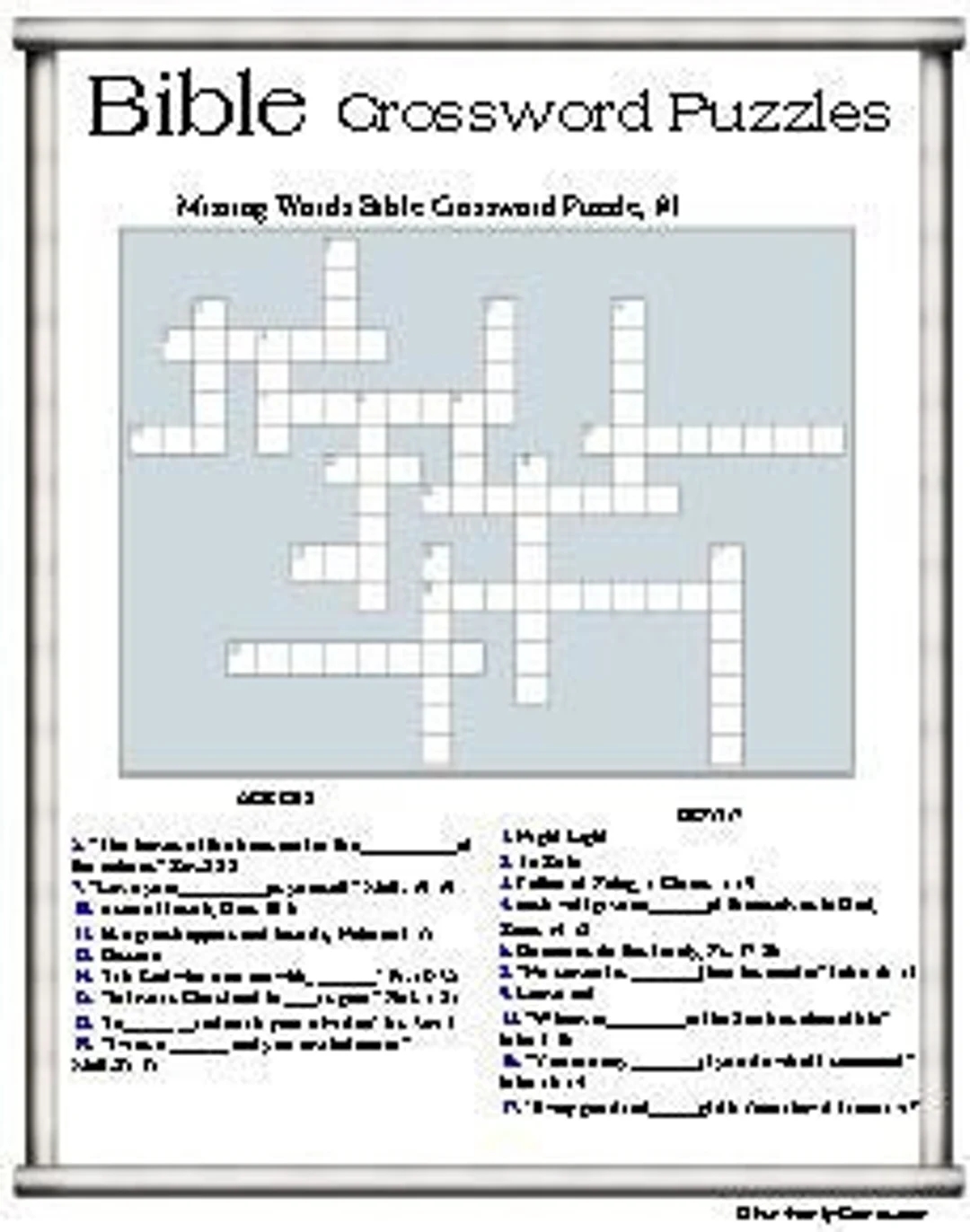 Bible Crossword Puzzles Clues Include Bible Verse Locations Etsy