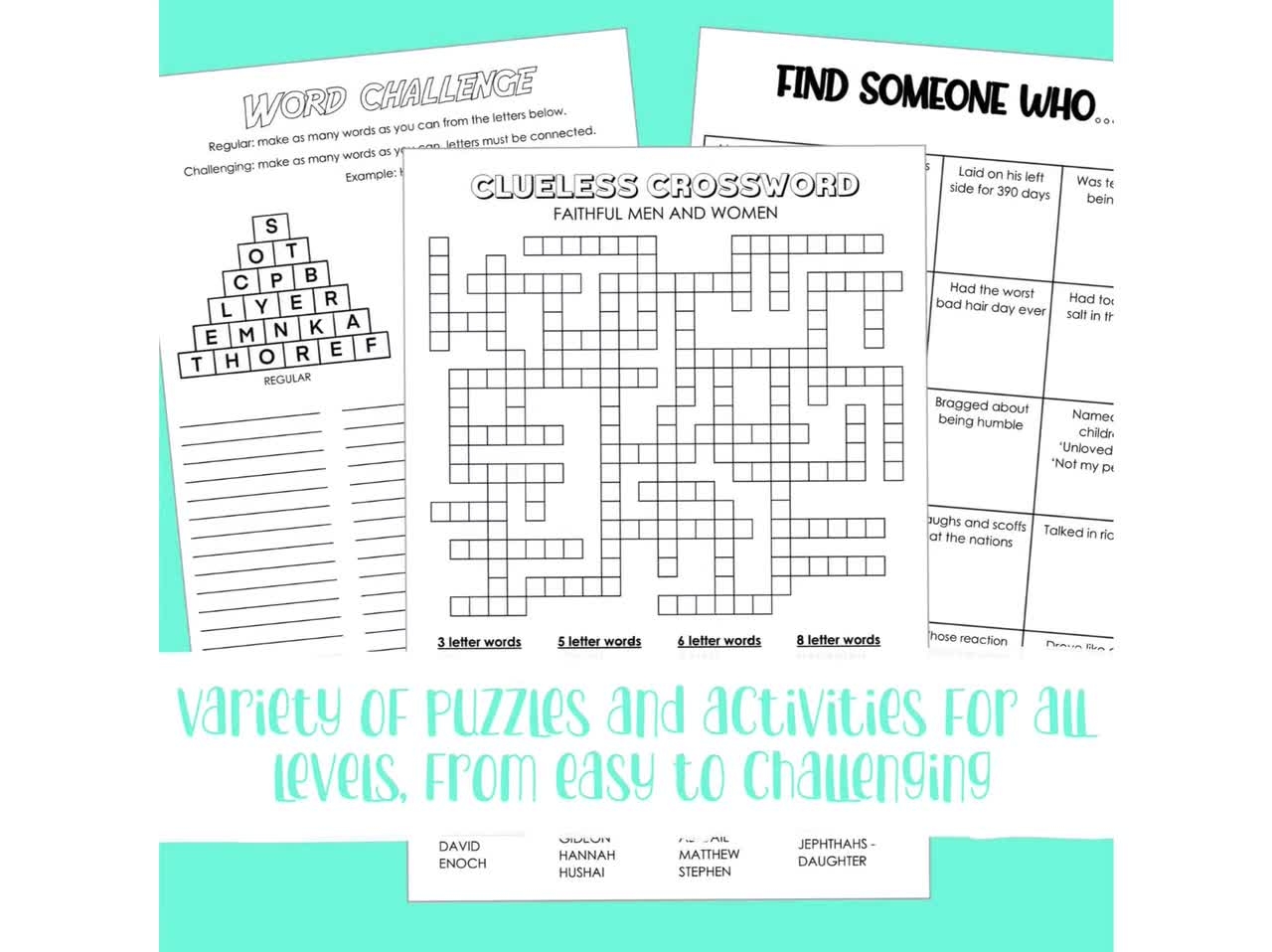 Bible Puzzle Activity Book Printable For Teens Adults 118 Christian Puzzles And Games Wordsearch Crossword Sudoku Riddles And More Etsy