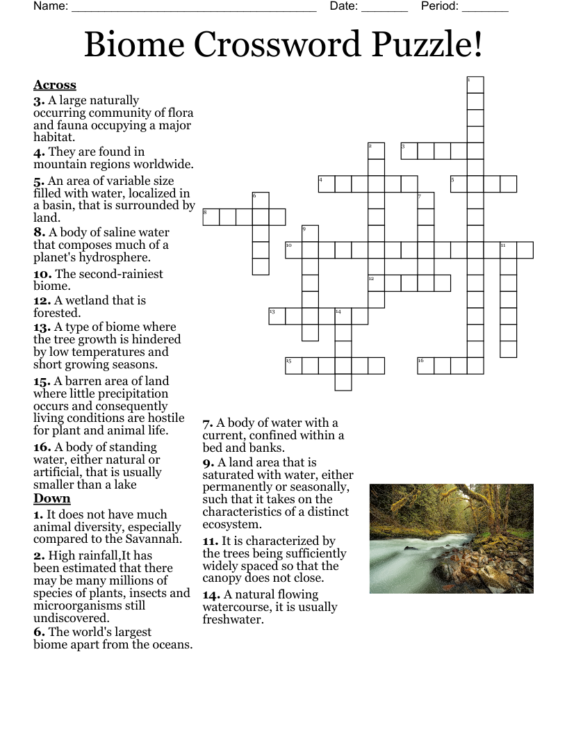 Biome Crossword Puzzle WordMint