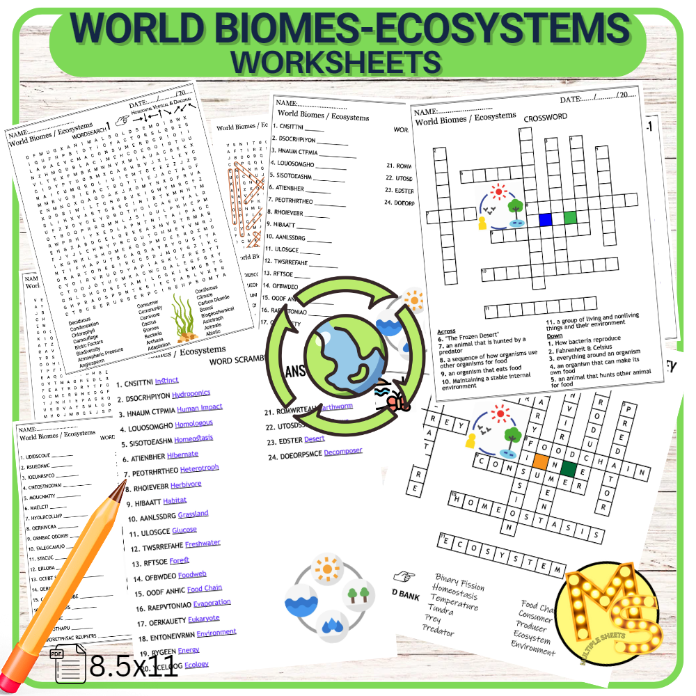 Biomes And Ecosystems Worksheets Crossword Word Scramble Word Search Quiz Made By Teachers Biomes And Ecosystems Worksheets Crossword Word Scramble Word Search Quiz Made By Teachers