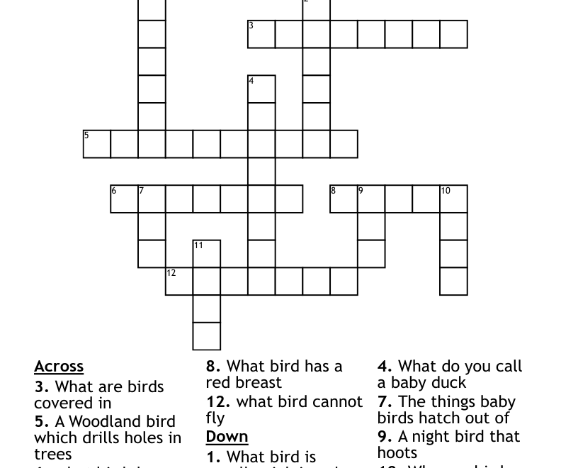 Bird Crossword WordMint