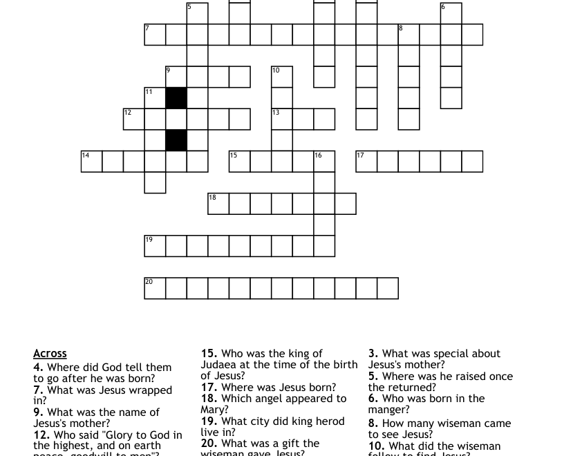 Birth Of Jesus Crossword WordMint