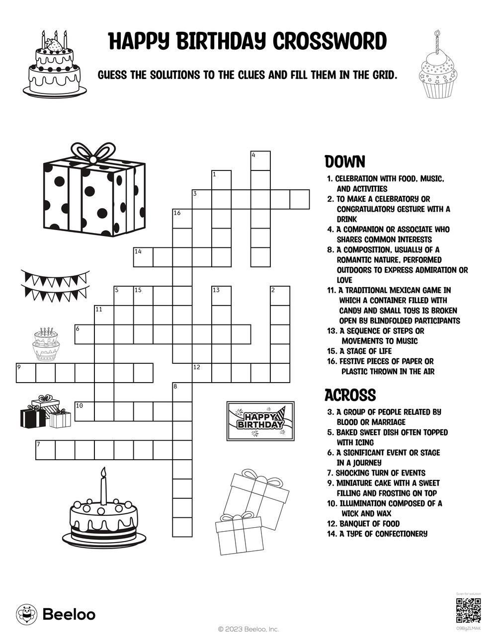 Birthday themed Crossword Puzzles Beeloo Printable Crafts And Activities For Kids Birthday themed Crossword Puzzles Beeloo Printable Crafts And Activities For Kids
