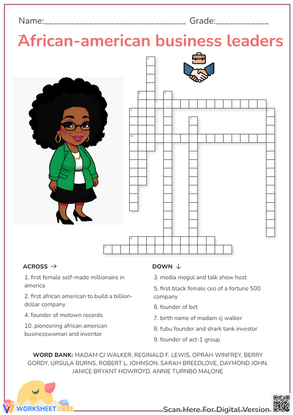 Free Black History Crossword Puzzles Printable