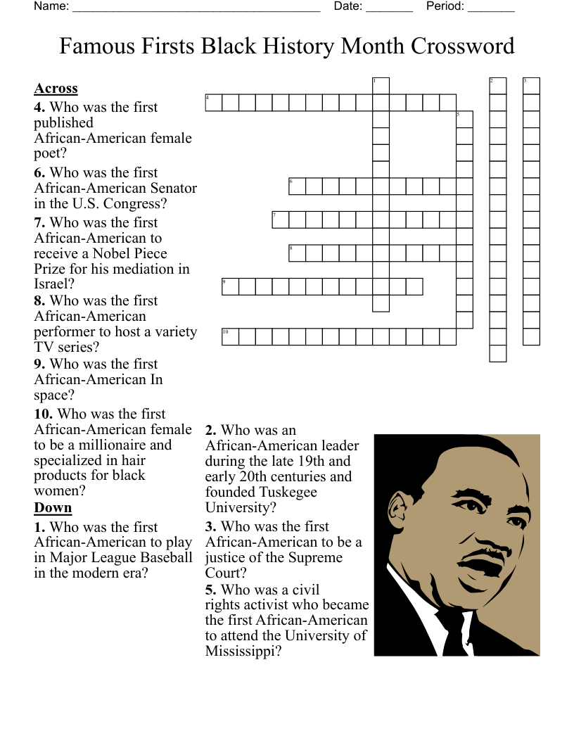 Black History Crossword WordMint Black History Crossword WordMint