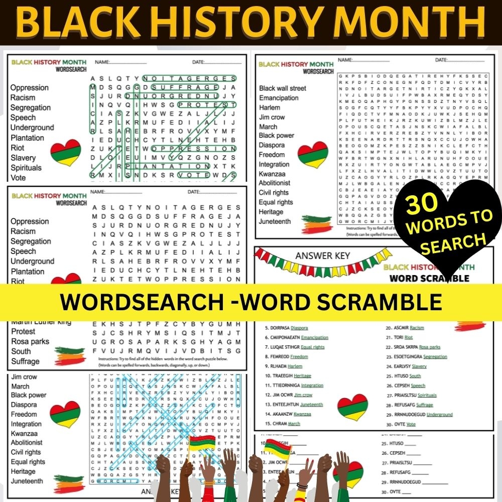 Black History Month Activities Wordsearch And Word Scramble Worksheets Made By Teachers Black History Month Activities Wordsearch And Word Scramble Worksheets Made By Teachers
