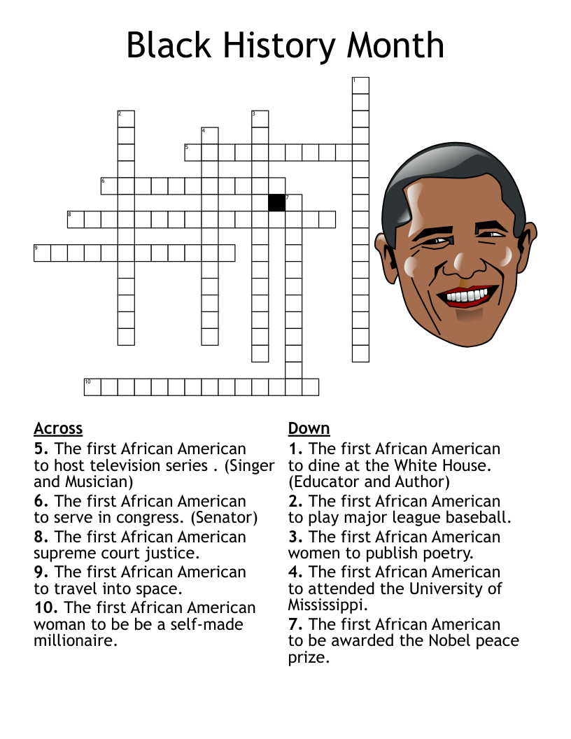 Black History Month Crossword WordMint Black History Month Crossword WordMint