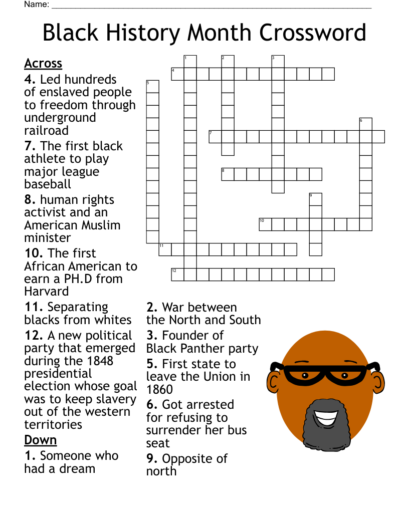 Black History Month Crossword WordMint Black History Month Crossword WordMint