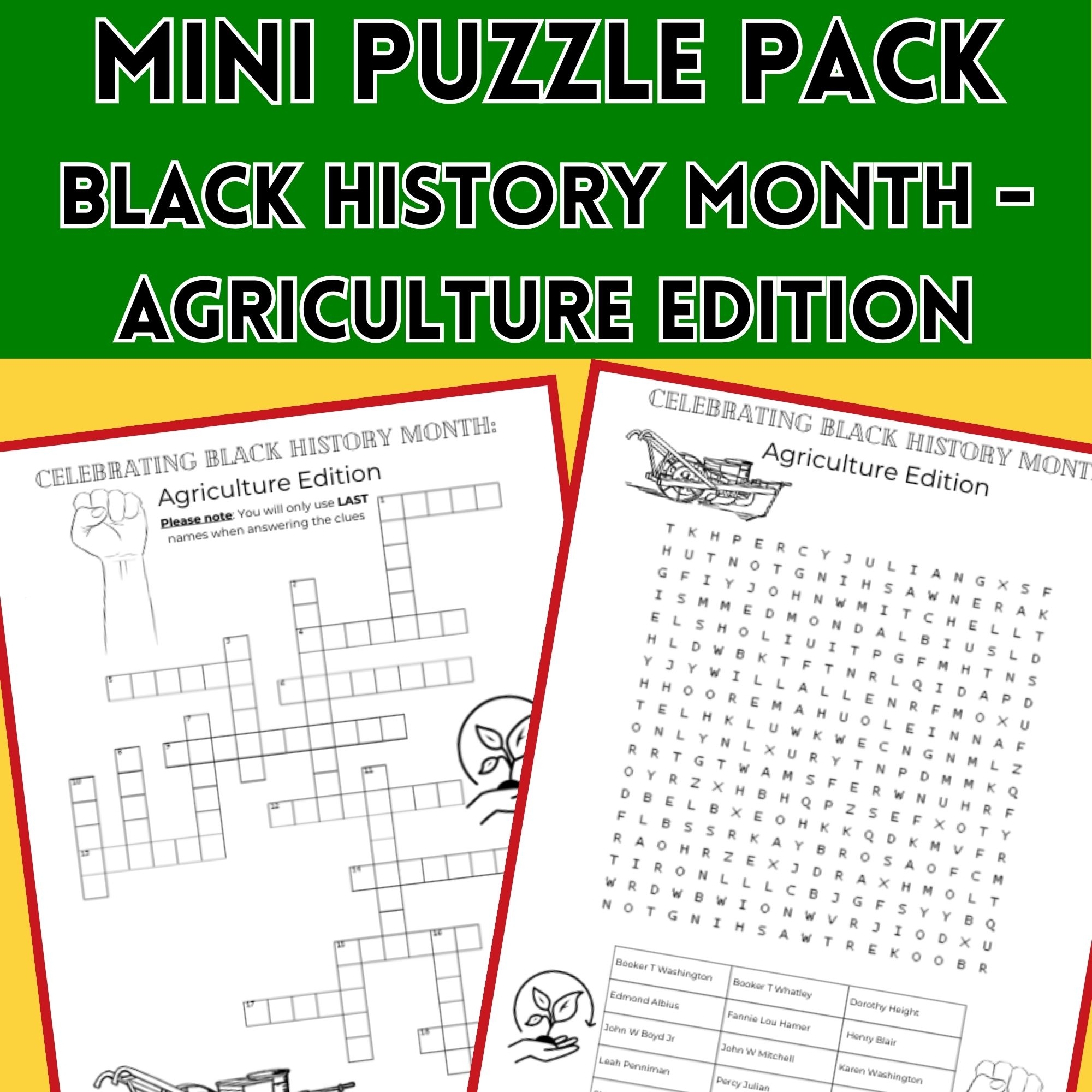 Black History Month Puzzle Pack Crossword Word Search Agriculture Edition Classful Black History Month Puzzle Pack Crossword Word Search Agriculture Edition Classful