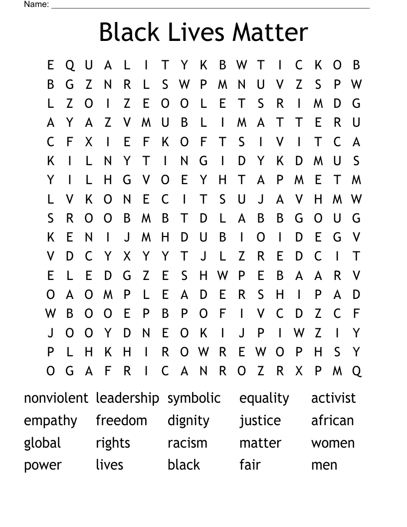 Black Lives Matter Word Search WordMint Black Lives Matter Word Search WordMint