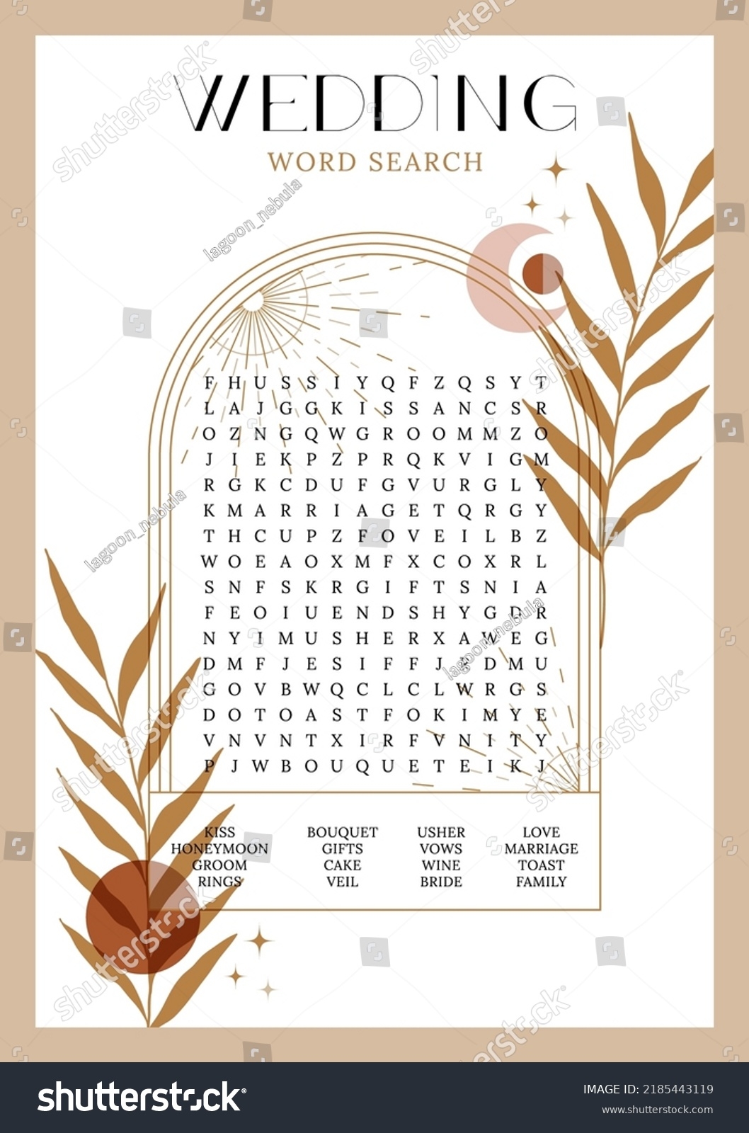 Boho Bohemian Style Wedding Word Search Stock Vector Royalty Free 2185443119 Shutterstock