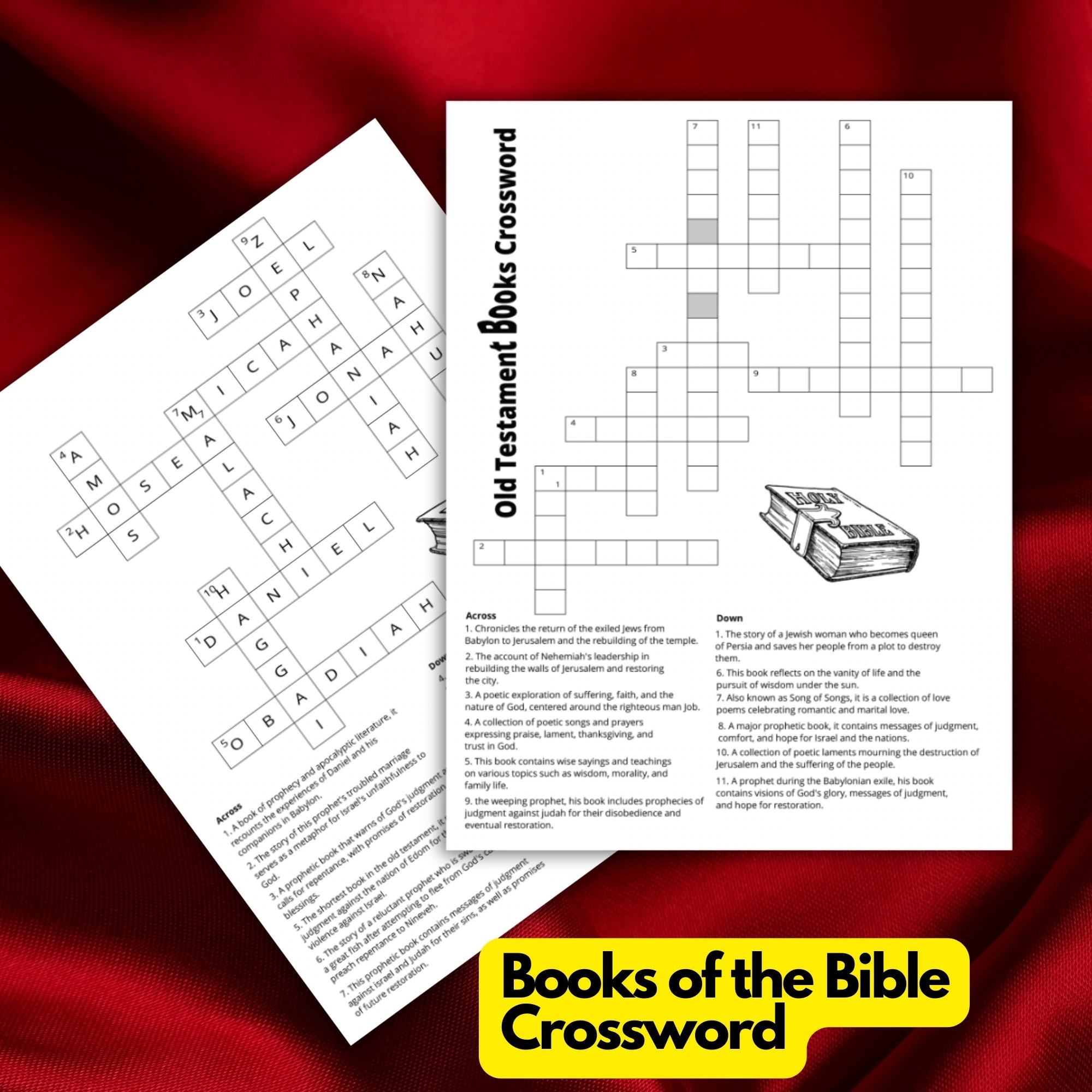 Books Of The Bible Crossword Game Bible Crossword Puzzle Printable Sunday School Crossword Puzzle Printable Etsy