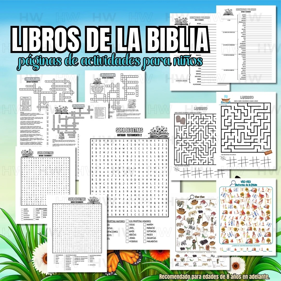 Books Of The Bible In Spanish Children s Printables 12 Worksheets In Spanich Libros De La Biblia Instant Download Kid s Activity Pages Etsy