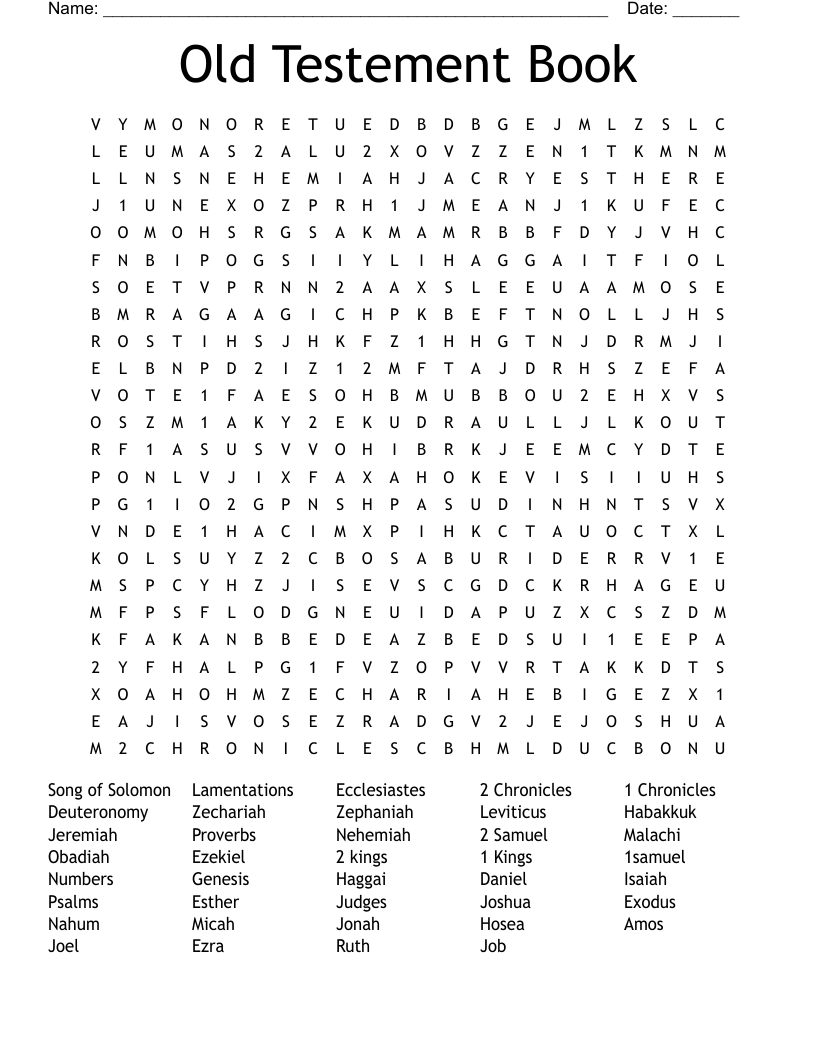 Books Of The Bible The Old Testament Word Search WordMint Books Of The Bible The Old Testament Word Search WordMint