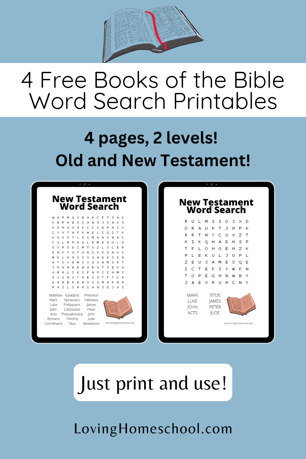 Books Of The Bible Word Search Printables LovingHomeschool Books Of The Bible Word Search Printables LovingHomeschool