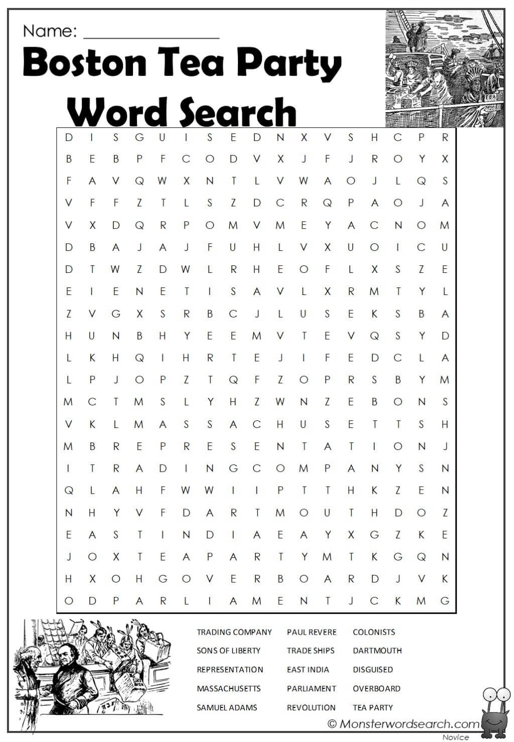 Boston Tea Party Word Search Puzzle Boston Tea Party Word Search Puzzle