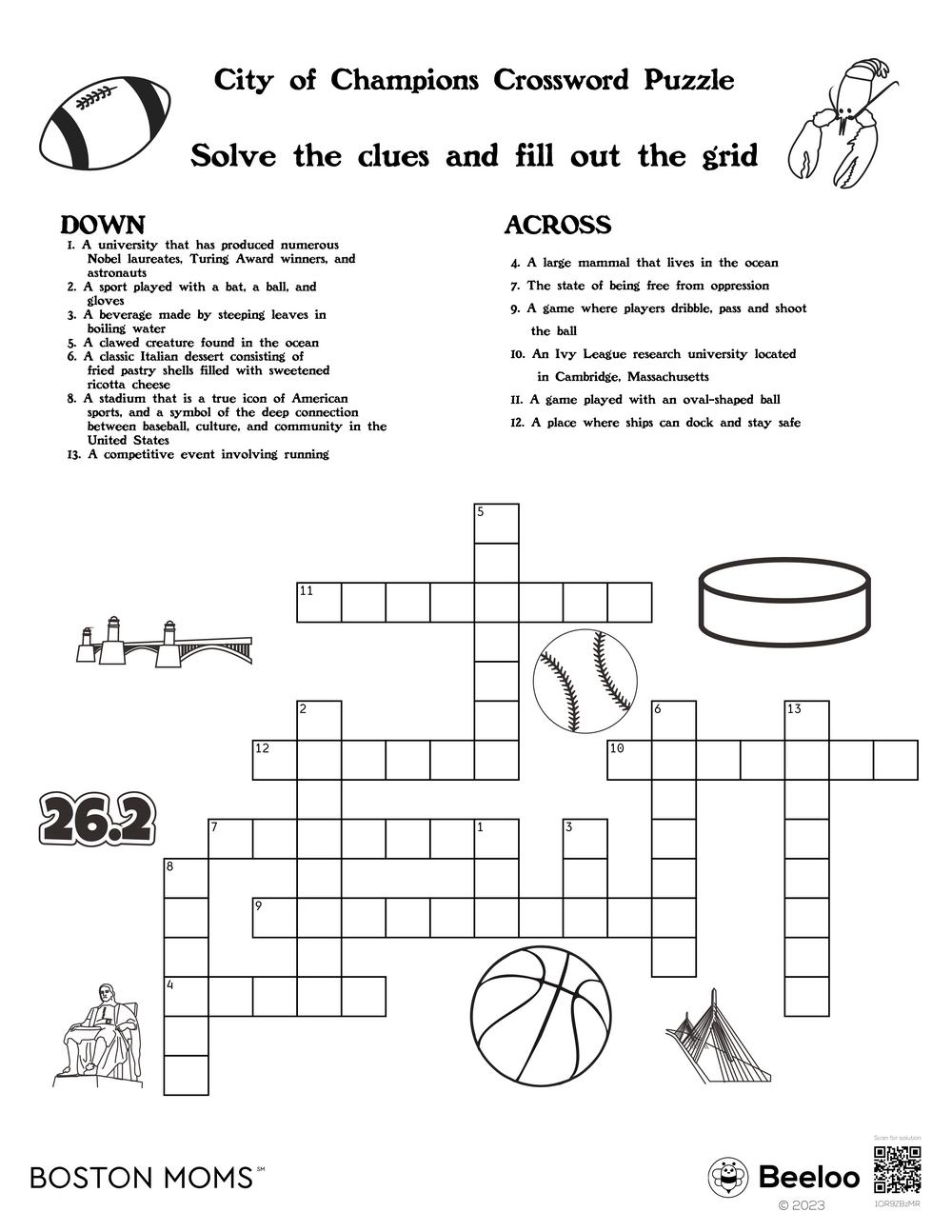 Boston themed Crossword Puzzles Beeloo Printable Crafts And Activities For Kids Boston themed Crossword Puzzles Beeloo Printable Crafts And Activities For Kids