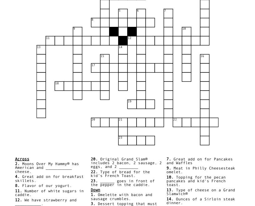 Breakfast Crossword Puzzle WordMint