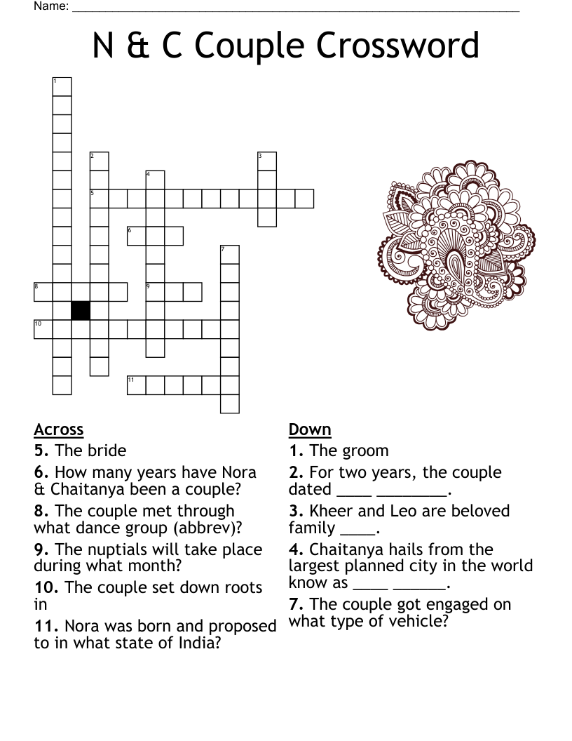 Crosswords Printable Indian Wedding
