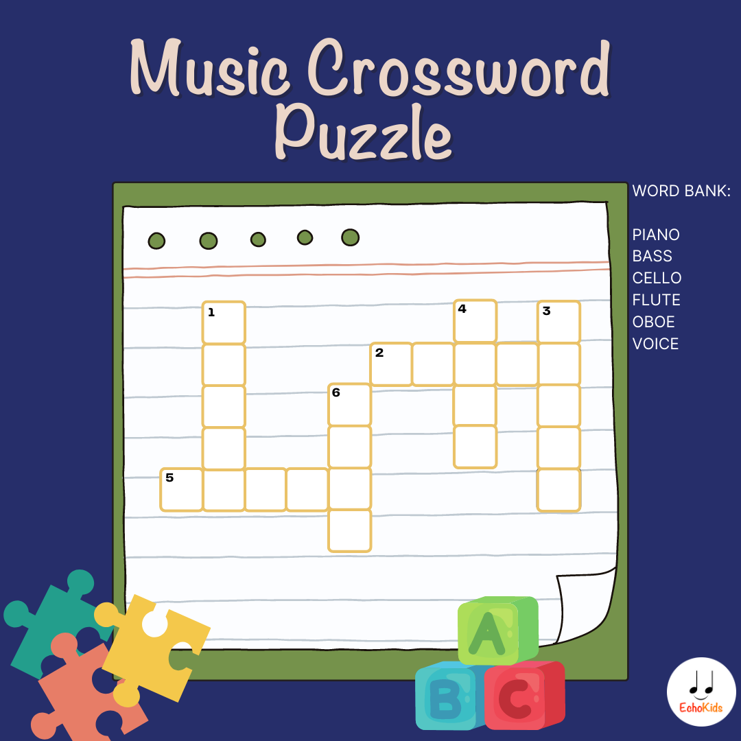 Calendar Activity Music Crossword Puzzle