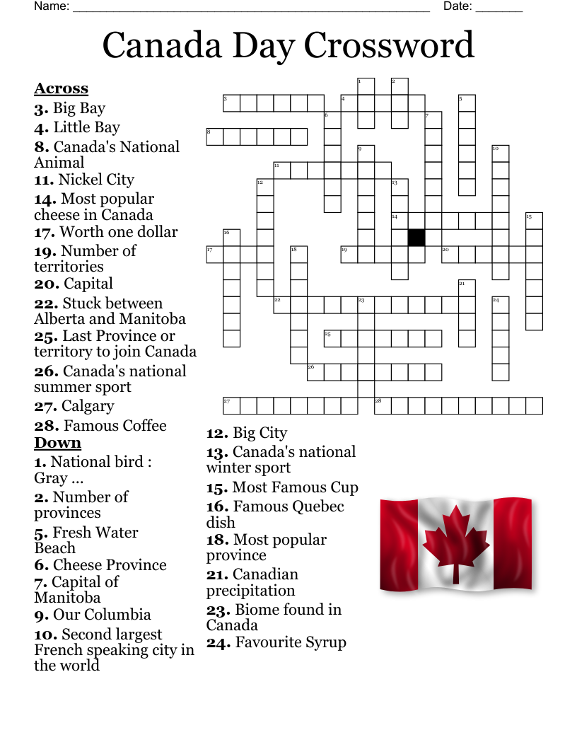 Canada Day Crossword WordMint