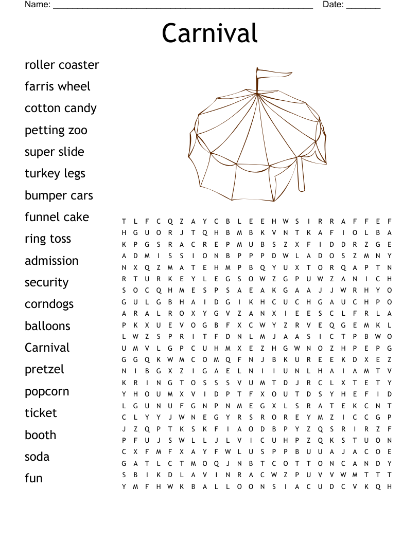 Carnival Word Search WordMint