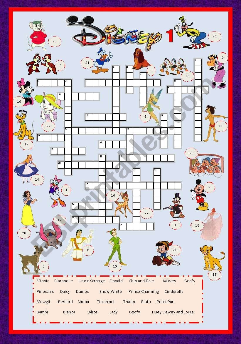 Cartoon Series 3 Disney Characters Crossword 1 Key ESL Worksheet By Sara26 Cartoon Series 3 Disney Characters Crossword 1 Key ESL Worksheet By Sara26