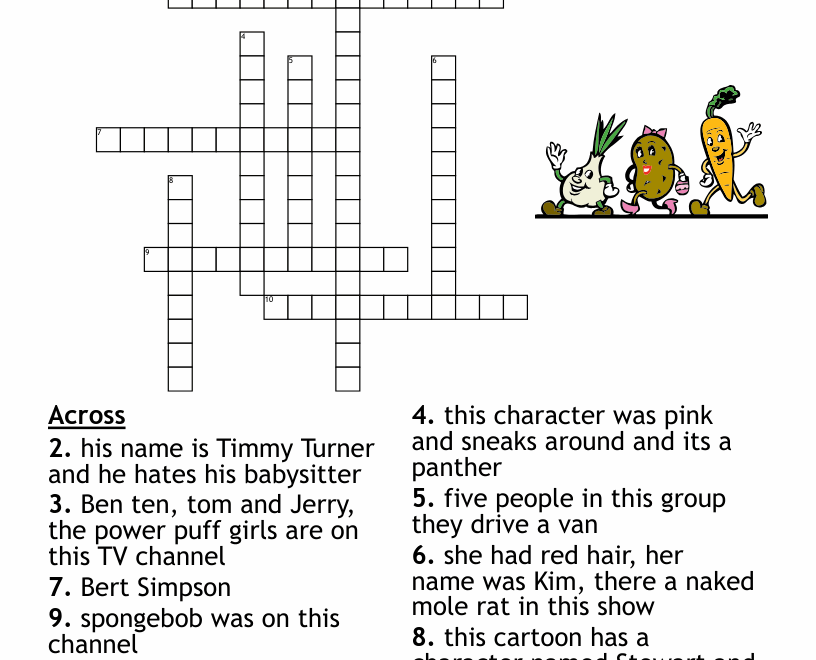 Cartoons Crossword WordMint
