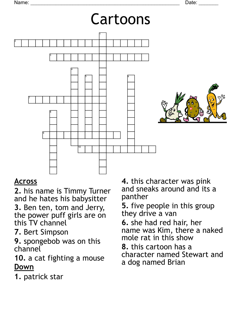 Cartoons Crossword WordMint Cartoons Crossword WordMint