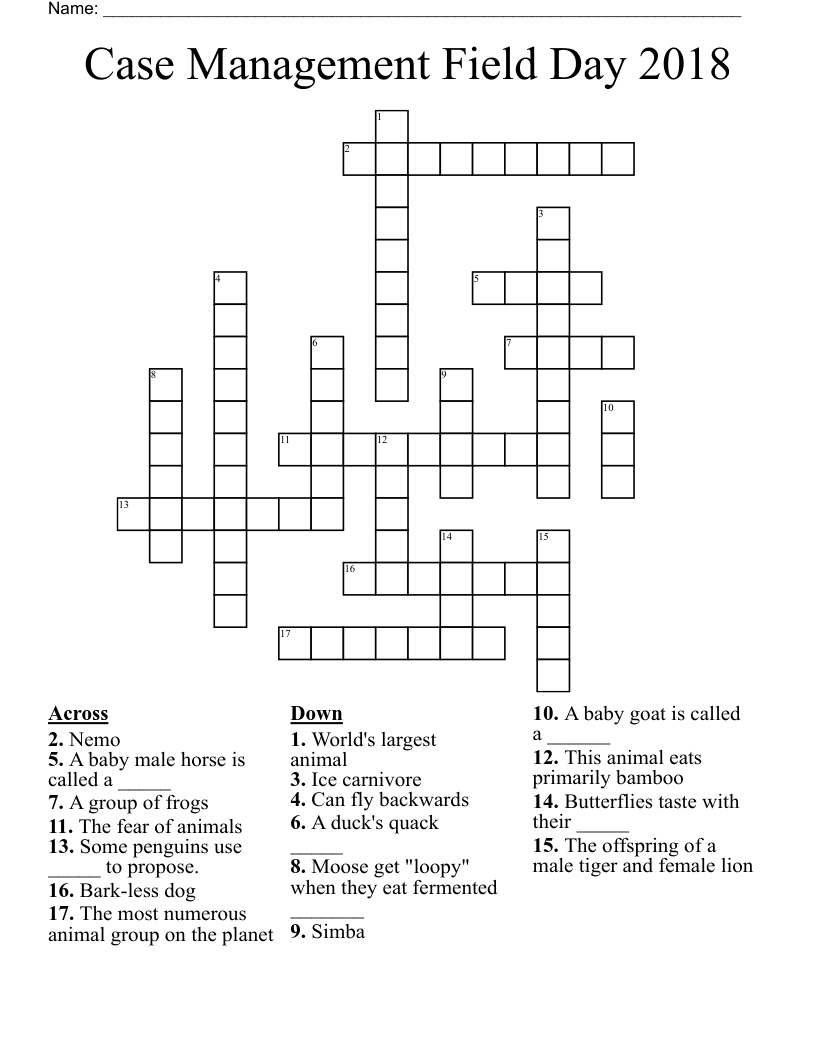 Case Management Field Day 2018 Crossword WordMint Case Management Field Day 2018 Crossword WordMint