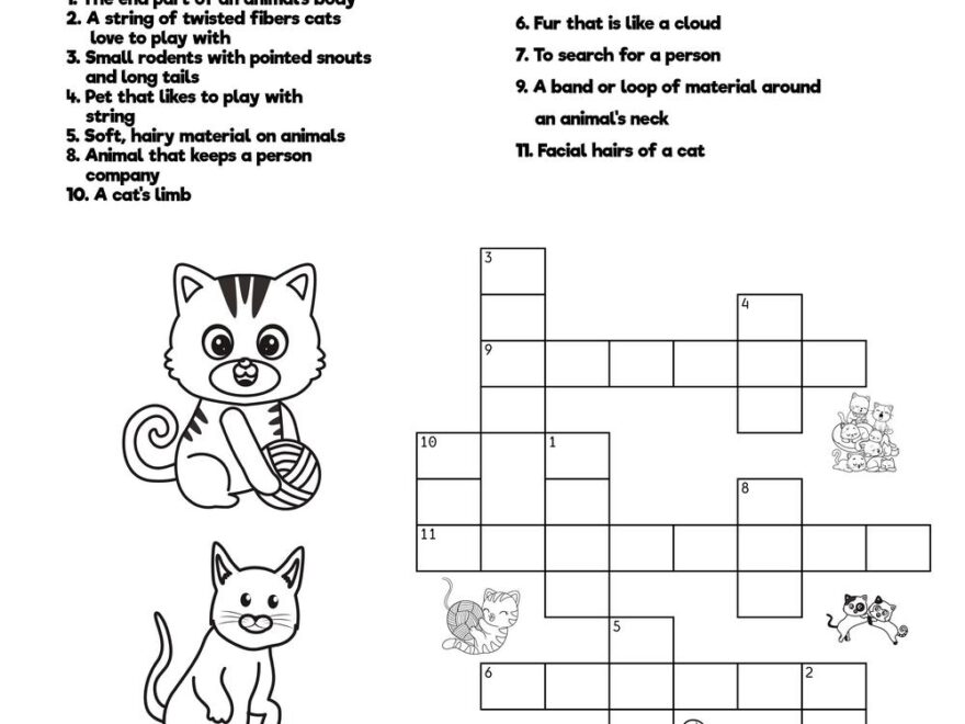 Cat themed Crossword Puzzles Beeloo Printable Crafts And Activities For Kids