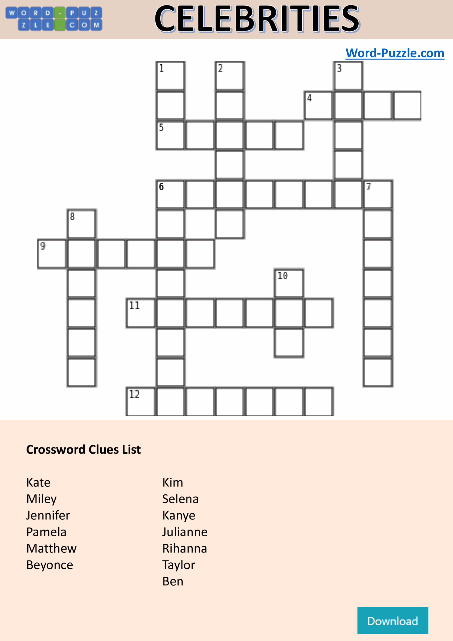 Celebrity Crossword Puzzle Templates At Allbusinesstemplates Celebrity Crossword Puzzle Templates At Allbusinesstemplates