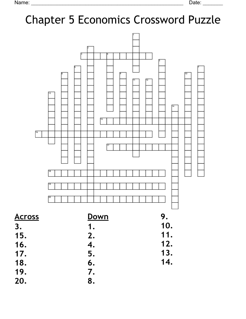 Economic Crossword Puzzle Middle School Printable Economic Crossword Puzzle Middle School Printable