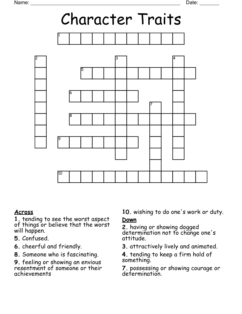 Character Traits Crossword WordMint Character Traits Crossword WordMint