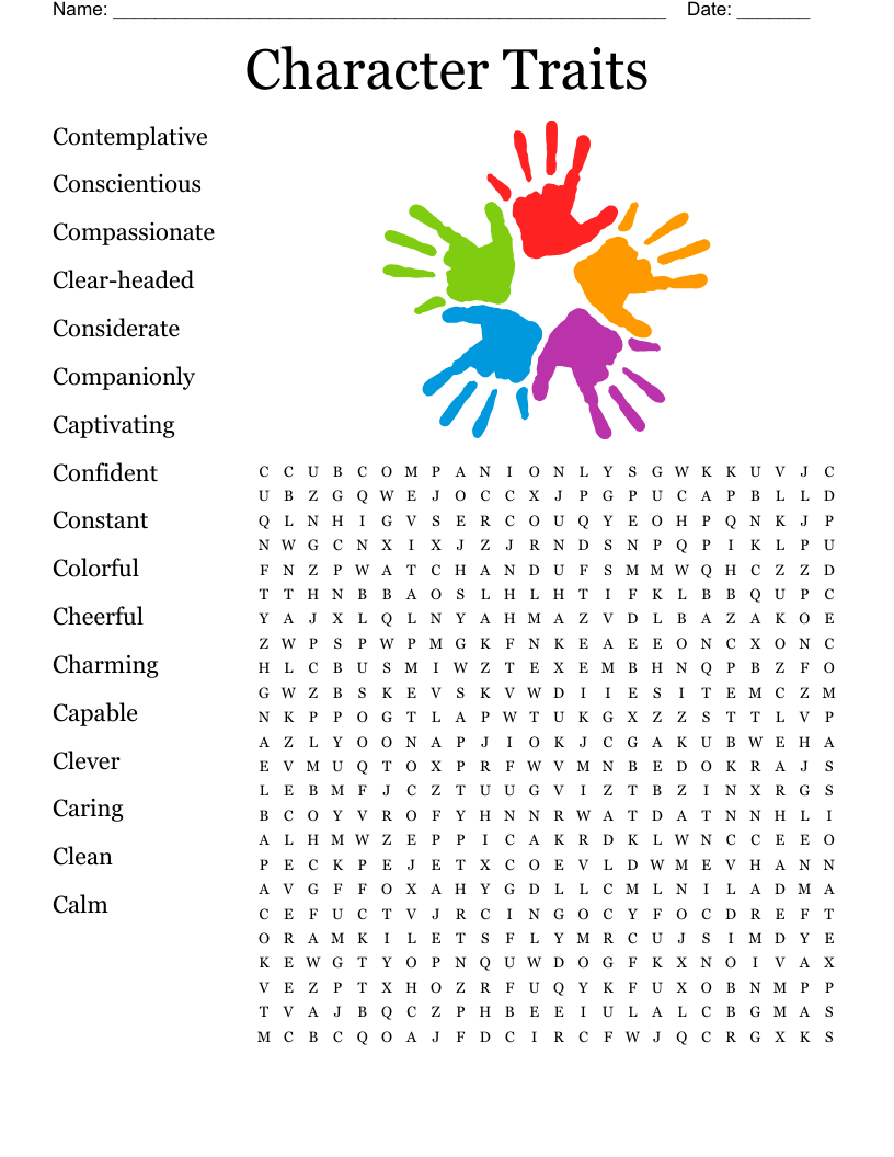 Character Traits Word Search WordMint Character Traits Word Search WordMint