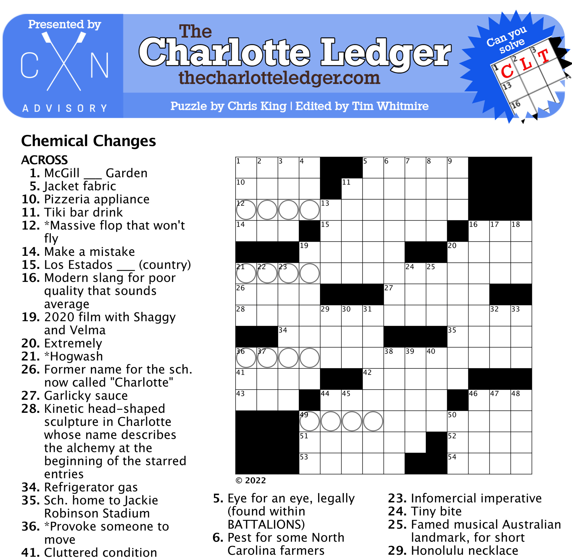 Charlotte Ledger Crosswords The Charlotte Ledger Charlotte Ledger Crosswords The Charlotte Ledger